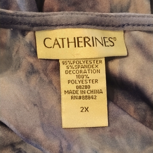 Catherines Women's Blue Starlight Quarter Sleeve Blouse, Size 2X - Picture 2 of 7